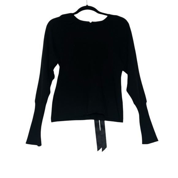 Ralph Lauren Cashmere Sweater Black Ribbon Tie Back Size Medium Quiet Luxury - Picture 1 of 10